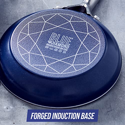 Blue Diamond Cookware Diamond Infused Ceramic Nonstick 8" Frying Pan Skillet, Induction, PFAS-Free, Dishwasher Safe, Oven Safe, Blue