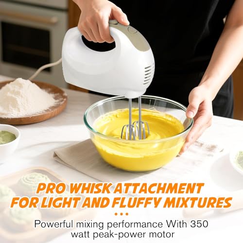 Showvigor Electric Hand Mixer, 5-Speed Handheld Mixer with Stainless Steel Whisk & Beaters, Lightweight Portable Kitchen Mixer for Baking, Mixing, and Cooking