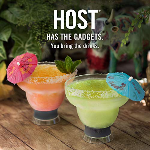Host FREEZE Stemless Margarita Glasses, Insulated Plastic Cocktail Glasses for Frozen Drinks, Double Wall Chiller Cups for Beach, Outdoor Party, Home Bar, Margarita Gifts, 12 oz, Set of 2, Green
