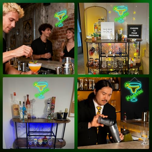 DREAMFORT Margarita Neon Sign Tropical Light LED Wall Decor for Bars, Kitchen & Party Spaces Festive Cocktail Glass Design