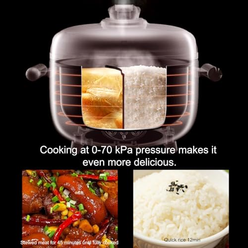 4L Electric Hot Pot Pressure Cooker, Multi-Compartment Smart Cooker with 70KPa Pressure Cooking, Digital Display, 10 Presets, 24H Timer, Nonstick Electric Cooker for Soup, Rice, Stew & Mushy Food