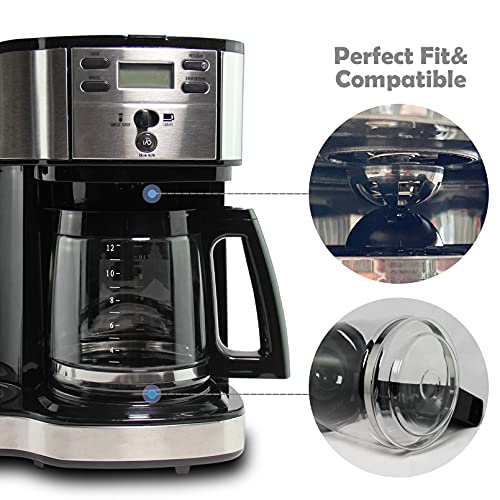 12-Cup Glass Carafe Replacement Compatible with Hamilton Beach Coffeemaker Models 46310, 49976, 49966, 49350, 49957, 49954, 49933, 49980A, 49980Z, 49983, 49618, 46300, 49950