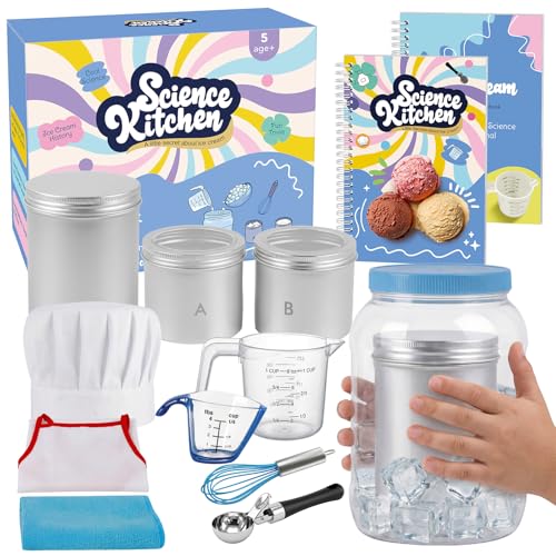 Aizweb Ice Cream Maker for Kids-Science Kits to Make Your Own Ice Cream | STEM Educational Food Science Experiments,Birthday Gifts for Boys&Girls Ages 5–14 | Includes Visual Recipes,Scoop,Cans&Whisks