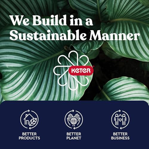 Keter Baltimore Resin 38 Gallon Outdoor Kitchen Trash Can with Lid and Drip Tray for Easy Cleaning-Perfect for Patio Dining, Black
