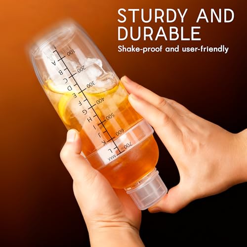 BETTFOR Plastic Cocktail Shaker with Measuring Scale 24oz (700ml), Leak-Proof & Shatter-Resistant Drink Mixer for Bartending, Protein Shakes, Iced Coffee & Milk Tea