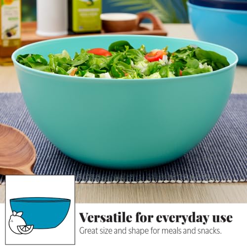 US Acrylic Vista Durable Plastic Salad and Serving 10-inch Bowls | Set of 4 in Coastal Colors | Reusable, BPA-free, Made in the USA | 135 oz. capacity