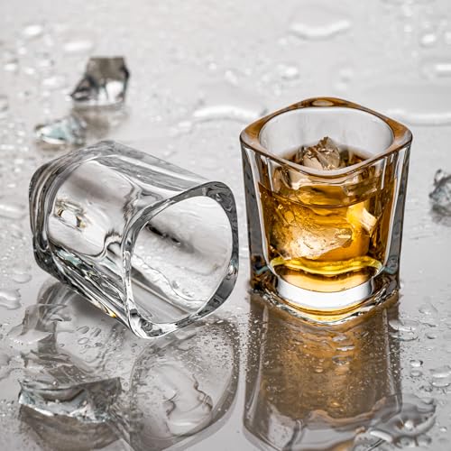 SUN GKOTTA 60-Pack 2.2oz Heavy Base Square Shot Glasses Bulk,Clear Glass Shooters Set for Tequila,Whiskey,Espresso, Party Favors,Wedding And Birthday Gifts