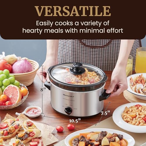 Maxi-Matic MST-275XS Electric Oval Slow Cooker, 2 Qt, Stainless Steel