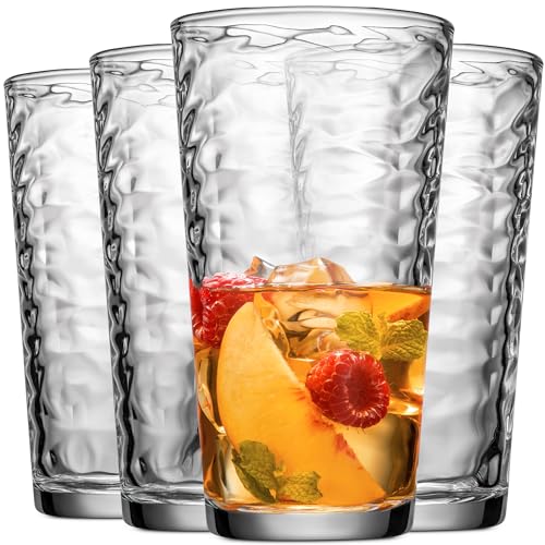 Glaver's Drinking Glasses Set of 10 Highball Glass Cups, 17 Oz Cooler Glassware. Home and Bar Everyday Basic Drinkware Elegant Kitchen Glasses for Water, Juice, Cocktails, Iced Tea.