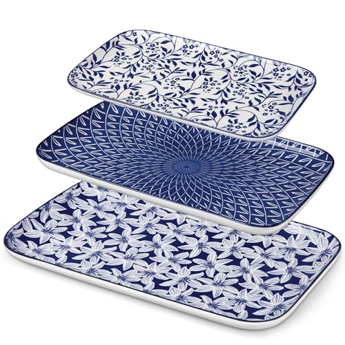 vancasso Porcelain Serving Trays for Party, Serving Platters Set of 3,Serving Dishes for Entertaining, Ceramic Party Trays and Platters for Serving Food, 16"/14"/12" Inch, Series SELENE