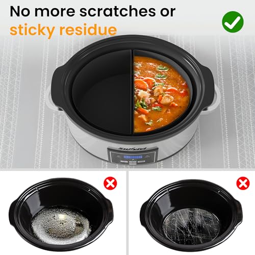 SUNVIVIPRO Programmable Slow Cooker, Multi-Cooker with 2 in 1 Silicone Slow Cooker Liners, 6 QT Food Warmer with Digital Timer, 3 Adjustable Temp & Dishwasher Safe Parts, Stainless Steel, Silver