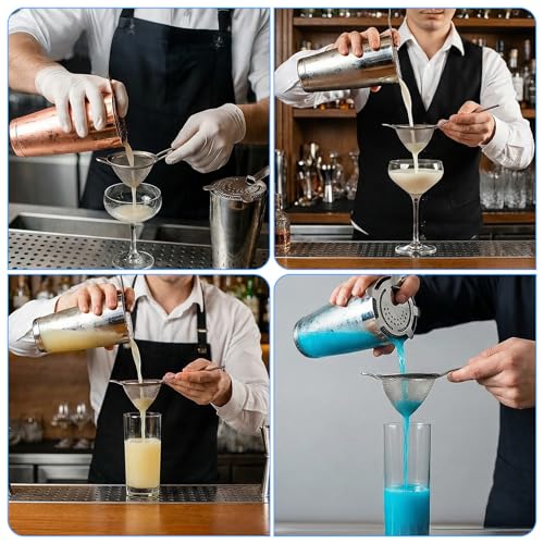20 Pcs Stainless Steel Cocktail Strainer Bar Tool Set, 5 Pcs Hawthorne Strainer With Coil Spring & 5 Pcs 8CM Fine Mesh Cone Strainer For Bartender, Juice, Tea, Coffee, Home Bar Or Commercial Use