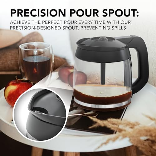 12-Cup Glass Coffee Carafe Replacement Compatible ONLY with Ninja Coffee Brewer Maker Models CE251 CE201 CE201C CE200 CE200C