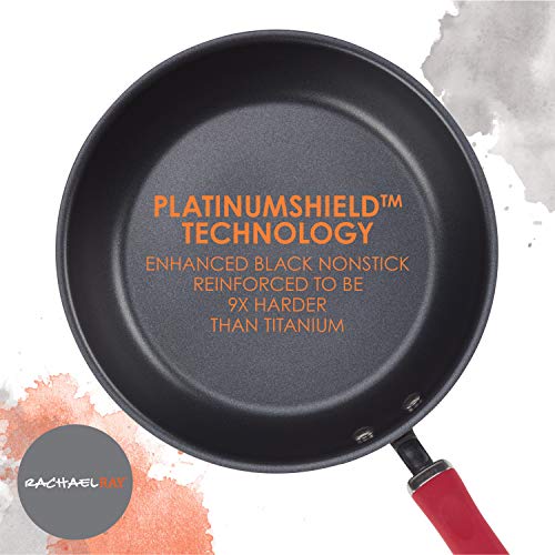 Rachael Ray Create Delicious Hard Anodized Nonstick Cookware Pots and Pans Set, 11 Piece, Red Handles