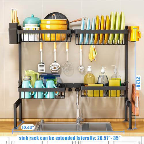 ARSTPEOE Large Over The Sink Dish Drying Rack 2 Tiers 4 Baskets