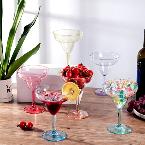 KOXIN-KARLU Classic 12 ounce Plastic Margarita Glasses Acrylic Glasses, set of 6 Multicolor