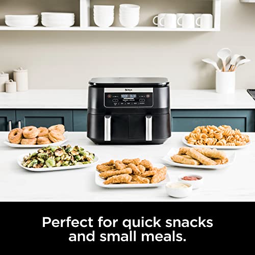 Ninja DZ090 6-Quart Dual-Zone 2-Basket Air Fryer - Roast, Bake, Dehydrate (Renewed)