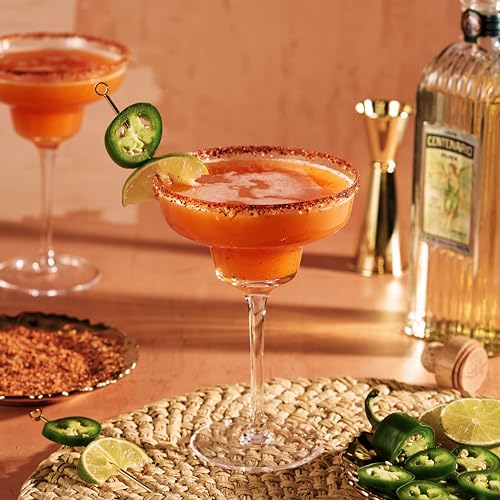 Viski Raye Angled Stemmed Margarita Glasses, Premium Crystal Cocktail glasses, Bar Accessories, Perfect Cocktail Gift, Set of 2, 12oz