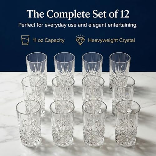 Godinger Dublin Crystal Highball Glasses, Set of 12