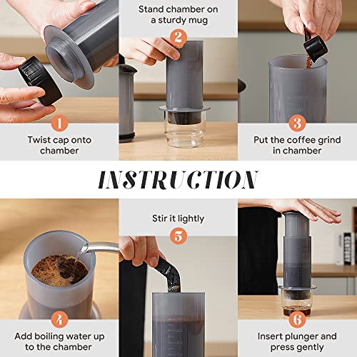 RECAFIMIL Coffee Press Maker -New Desgin Bigger Capacity Quickly Makes Delicious Coffee Without Bitterness - 1 to 3 Cups Per Pressing (Coffee Maker)