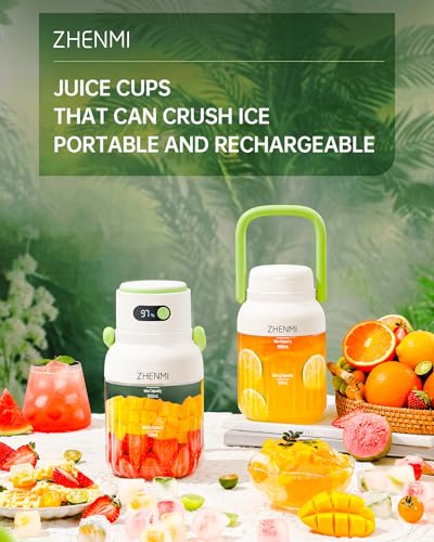 ZHENMI Portable Blender, Personal Blender for Smoothies & Shakes, Cordless, 33oz BPA-Free Vessel, 18000RPM Motor, Leakproof Lid with Sip Spout, USB-C Rechargeable, Easy-to-Clean Parts (Green)