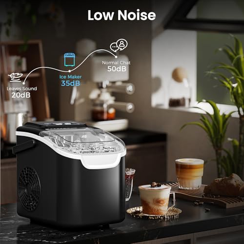 Antarctic Star Countertop Ice Maker Portable Ice Machine with Handle,Self-Cleaning Ice Makers, 26Lbs/24H, 8 Ice Cubes Ready in 6 Mins for Home Kitchen Bar Party (Grey)