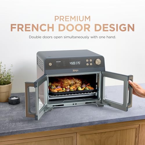 Ninja | French Door Premier Air fry Oven | 10-in-1 functions | 20.3-qt capacity | 5-qt Air Fry Basket, Sheet Pan, Wire Rack, Broil Rack | PFAS-free, Dishwasher-Safe Accessories | Cyberspace | FO101BL