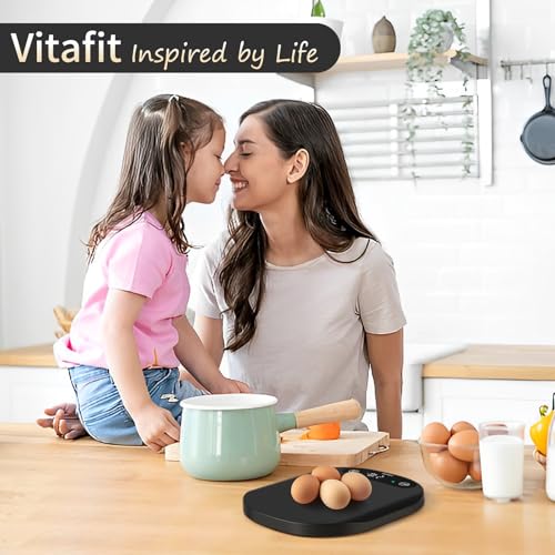 Vitafit 33lb/15kg Digital Food Scale in High Precision 0.1oz/1g, Our Own Kitchen Scale Professional Factory Since 2001, Home and Kitchen Essentials for Cooking and Baking, LED, 3*AAA Batteries, Black