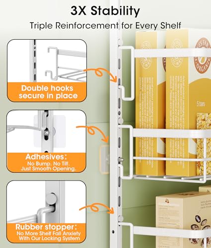 Apinol 8-Tier Over The Door Organizer Metal Hanging Spice Rack, White
