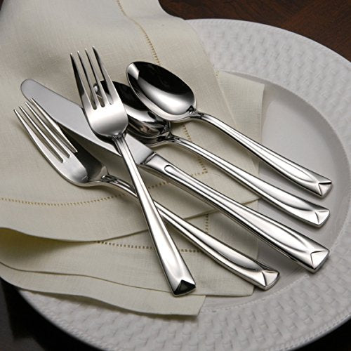 Oneida Silverware Set, Lincoln 45-Piece Everyday Flatware Set, Service For 8, 18/0 Stainless Steel, Medium Weight, Dishwasher Safe, Knives Spoons And Forks Sets, Utensils (Silver, 45 Piece)