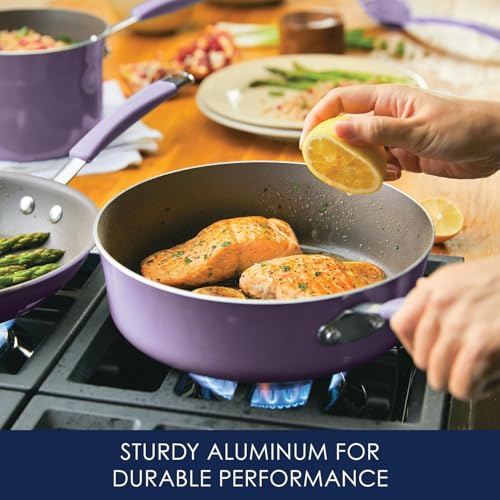 Rachael Ray Cucina Nonstick Cookware, Lavender Purple Pots and Pans Set, 12-Piece