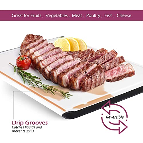 Extra Large Plastic Cutting Board for Kitchen - 18 Inch Dishwasher Safe Cutting Board, Reversible Chopping Board with Juice Groove + Non Slip Feet for Meat, Fruit, Vegetables, Meal Prep by Belwares