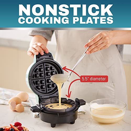 Elite Gourmet EWM380M Nonstick Fluffy Stuffed Waffle Maker, 1.5-Inch Jumbo Thick Waffles, Hash Browns, Keto, Snacks, Sandwich, Eggs, Easy to Clean, Mint