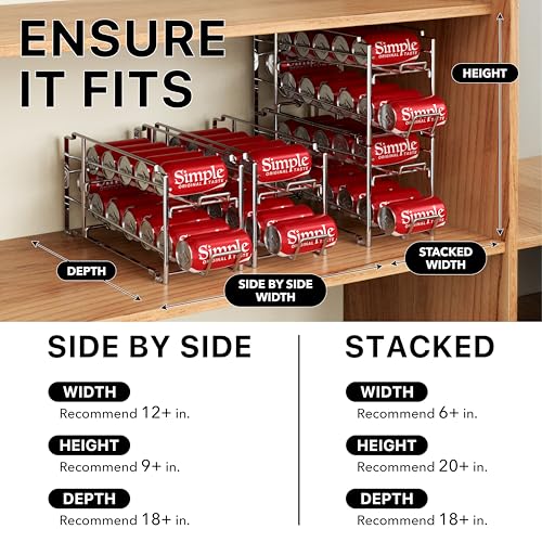 Simple Houseware Soda Can Organizer Stackable Rack Dispenser for Pantry/Refrigerator, Chrome, 4 Pack