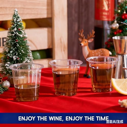 JOLLY CHEF 500 Pack 2 oz Plastic Shot Glasses, Clear Disposable Cups, Plastic Shot Cups Disposable for Jelly Shots, Wine Tasting, Food Samples,Thanksgiving Party, Wedding, Christmas