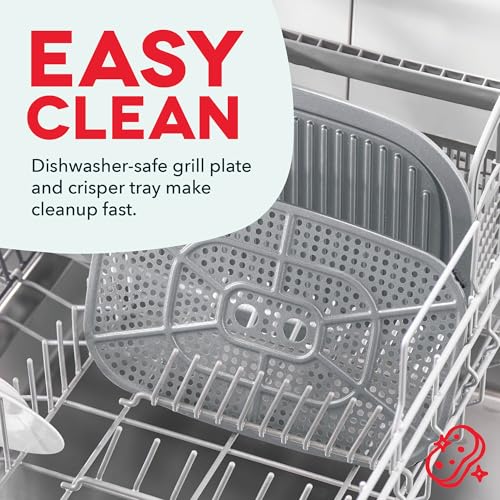 Dash Flip & Fry™ Digital 2-in-1 Grill & Air Fryer - Indoor Grill & Electric Fryer - Features AirCrisp® Technology & Nonstick Surface - dishwasher safe Parts - Forged Iron