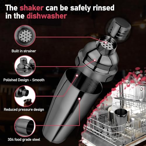 Mawisek Cocktail Shaker 24oz Martini Drink Shaker with Built-In Strainer