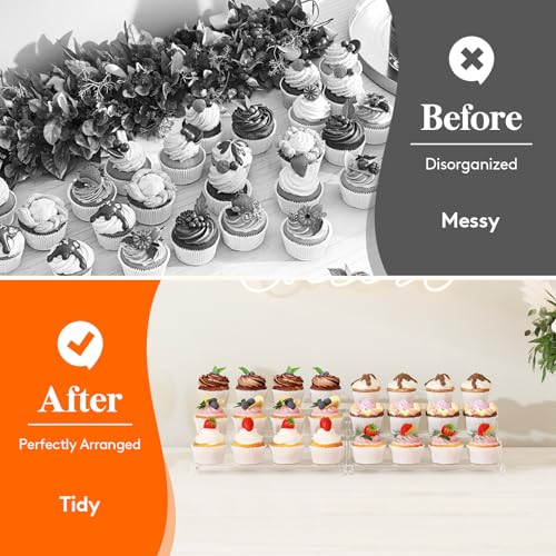 Lifewit Spice Rack, Perfume Cologne Organizer, Cupcake Stand, Tool-Free Assembly, Display Riser Shelf, Seasoning Figurine Makeup Holder, Room Decor, Kitchen Cabinet Storage, Clear, 12in-3 Tier, 1 Pcs