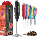 Powerful Handheld Milk Frother, Mini Milk Frother Wand, Battery Operated Stainless Steel Drink Mixer - Frother Stand for Milk Coffee, Lattes, Cappuccino, Frappe, Matcha, Hot Chocolate. Gift