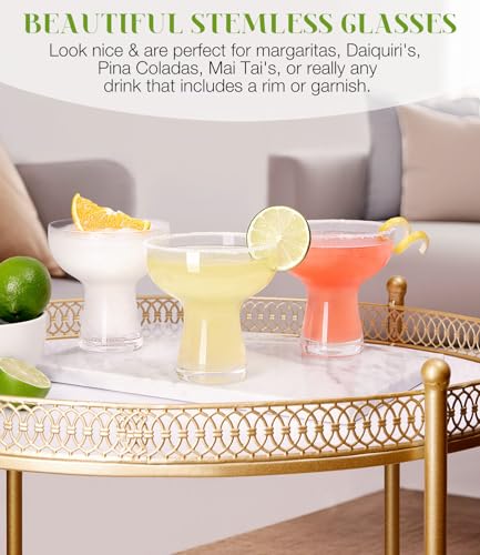 LUNA & MANTHA Martini Glasses, Martini Cocktail Glasses for Margarita, Manhattan, Cosmopolitan, Espresso, Home Bar, Evening Parties, Birthdays, Housewarming Gift,Set of 2-14oz