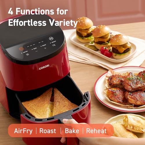 Cosori Lite 2.1 Qt Small Air Fryer, Max 400°F, 4-in-1, 97% less oil, Red