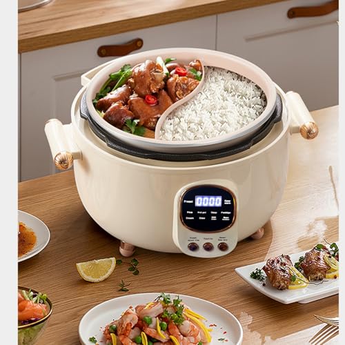4L Electric Hot Pot Pressure Cooker, Multi-Compartment Smart Cooker with 70KPa Pressure Cooking, Digital Display, 10 Presets, 24H Timer, Nonstick Electric Cooker for Soup, Rice, Stew & Mushy Food