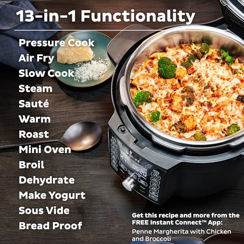 Instant Pot Duo Crisp Ultimate Lid,13-in-1 Air Fryer&Pressure Cooker Combo, Sauté, Slow Cook, Bake, Steam, Warm, Roast, Dehydrate, Sous Vide&Proof, App With Over 800 Recipes,1500 watts,6.5 Quart,Black