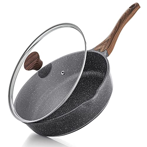 SENSARTE Nonstick Skillet, Deep Frying Pan 10/11/12-inch, Saute Pan with Lid, Stay-cool