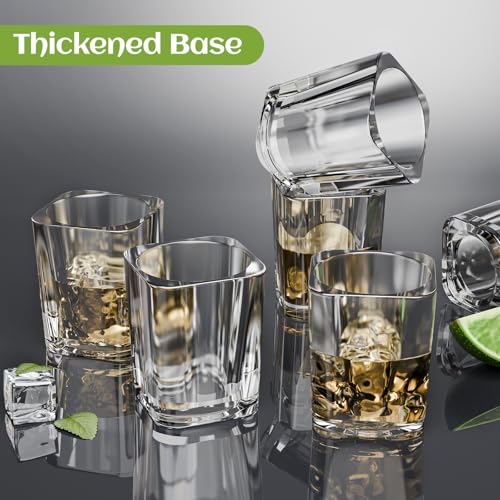 AltarreT 6 Pack Heavy Base Shot Glasses Bulk, 2.2 oz Clear Tequila Espresso Square Whiskey Shot Glass Set for Vodka, Whiskey, Tequila, Espressos, Spirits & Liquors