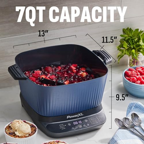 STIRMAX™ Midnight Blue 7.5 Quart Digital Multi-Cooker with Automatic Paddle to Stir and Shred, 9 in 1 programmable presets to Sauté, Sear, and Brown Food Before Simmering