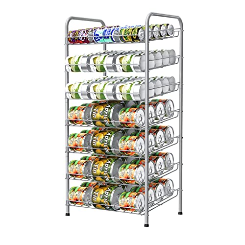Vrisa Can Organizer for Pantry 7-tier Can Organizer Can Good Organizer for Pantry Shelf Holds up to 84 Cans Can Rack Dispenser for Pantry, Kitchen, Cabinet Silver