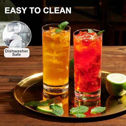 PARACITY Highball Glasses Set of 2, Drinking Glasses 10 Oz, Clear Glass Cups, Tall Tumbler Water Glasses, Glassware Set for Cocktail, Coffee, Mojitos