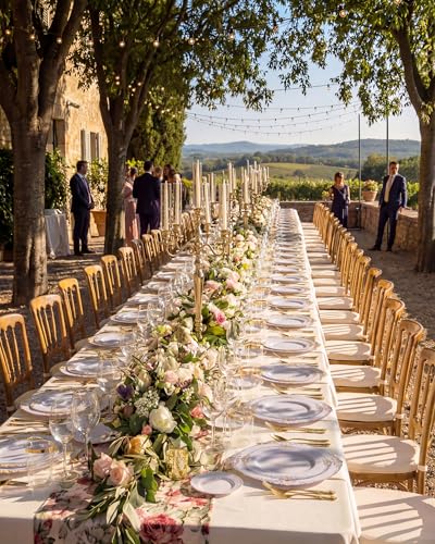 Nervure 350PCS Gold Plastic Plates - Gold Plastic Dinnerware Sets for 50 Guests - 100 Disposable Plates, 150 Silverware, 50 Cups, 50 Napkins for Wedding & Party