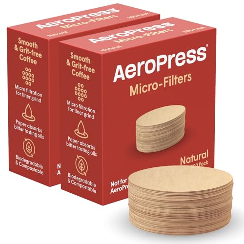 AeroPress Coffee Maker Natural Paper Micro-Filters, Round Replacement Coffee Filters, Unbleached, Compostable Paper